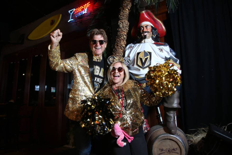 Tommy Rocker, left, and his wife Donna, owners of Tommy Rocker's in Las Vegas, are photographed ...