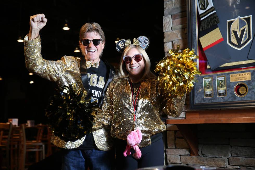 Tommy Rocker, left, and his wife Donna, owners of Tommy Rocker's in Las Vegas, are photographed ...