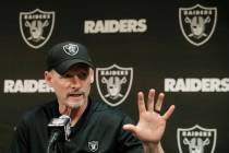 Oakland Raiders general manager Mike Mayock speaks during a news conference at the team's NFL f ...