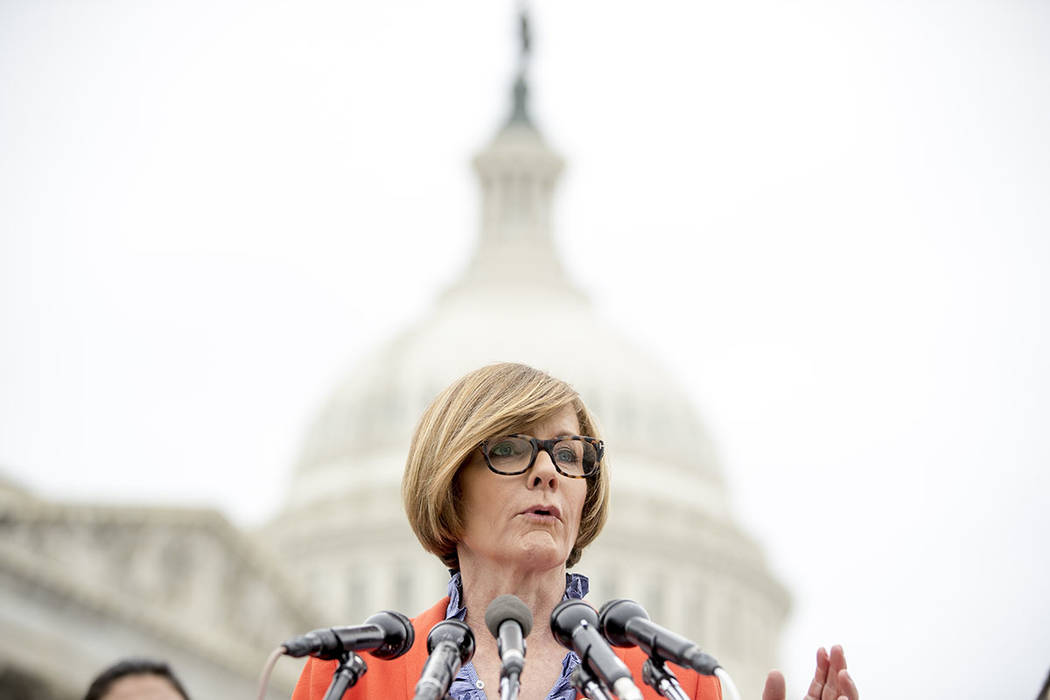 Rep. Susie Lee, D-Nev., speaks at a news conference on Capitol Hill in Washington, Thursday, Ja ...