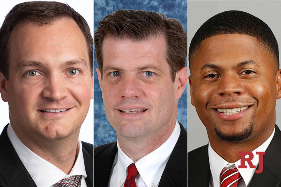 UNLV assistant basketball coaches Kevin Kruger Tim Buckley, and DeMarlo Slocum.