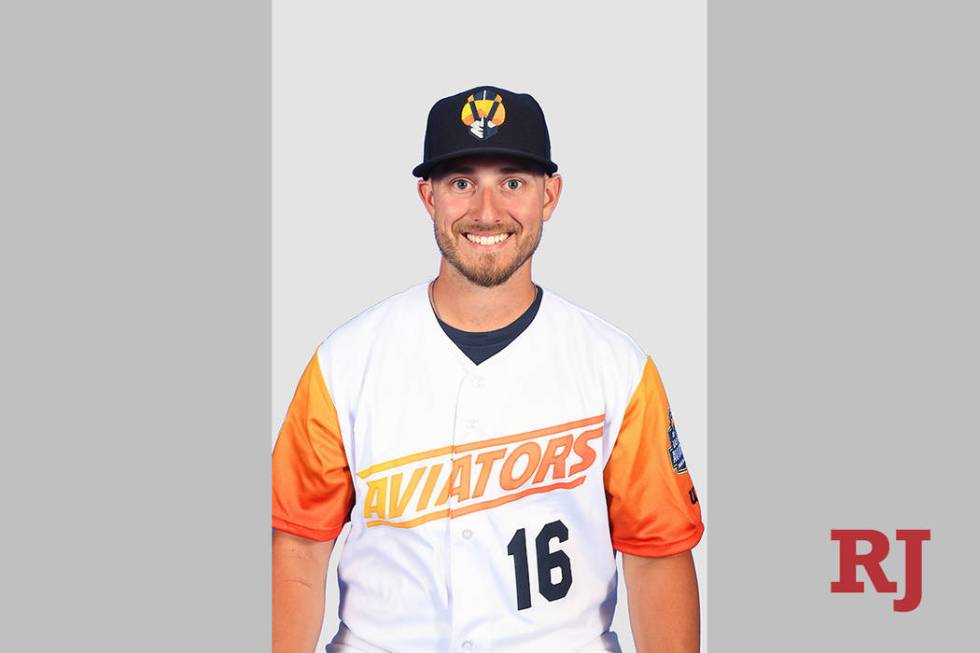 Las Vegas Aviators left fielder Mark Payton (16) pictured on media day at Las Vegas Ballpark on ...