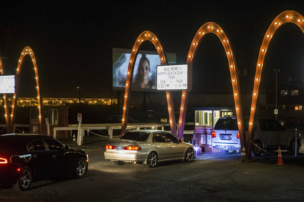 Patrons wait to enter the Las Vegas Drive In on Sunday, Nov. 11, 2017, in Las Vegas. Benjamin ...