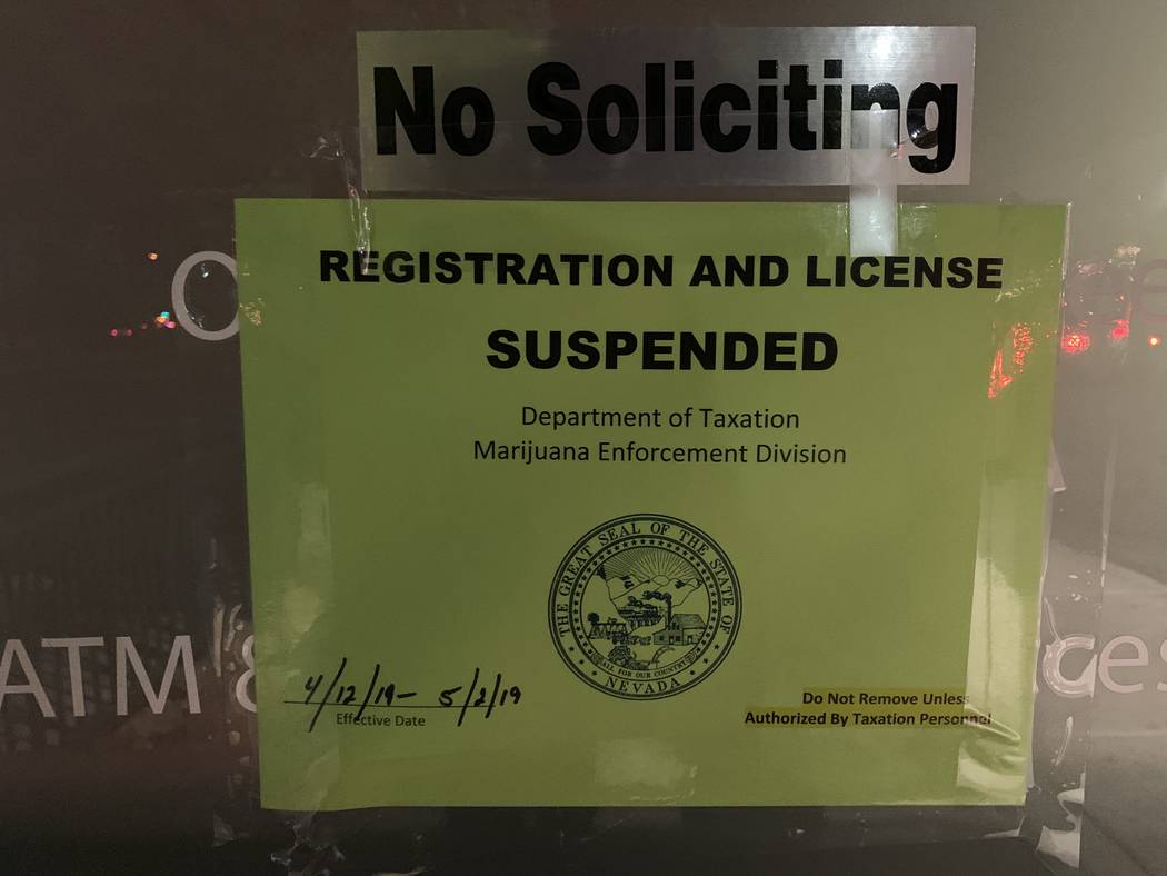 The Nevada Department of Taxation shut CWNevada's North Las Vegas and downtown dispensaries Fri ...