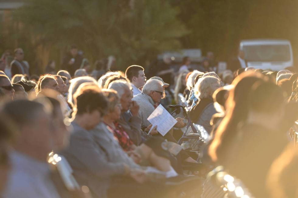 A sunrise Easter service is held at Palm Mortuaries and Cemeteries in Las Vegas, Sunday, April ...