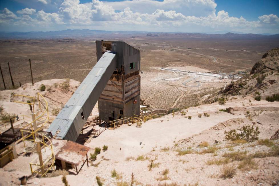 Old mining equipment is seen during a tour of the site of a proposed community inside the Blue ...