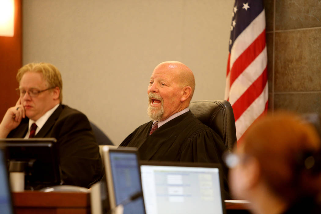 Judge James Bixler speaks at the Regional Justice Center in Las Vegas, Wednesday, April 17, 201 ...