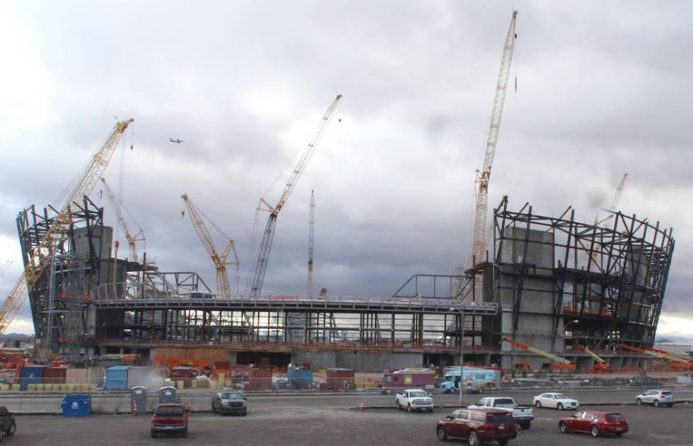 The construction site for the future Raiders stadium photographed on Thursday, Jan. 17, 2019, i ...