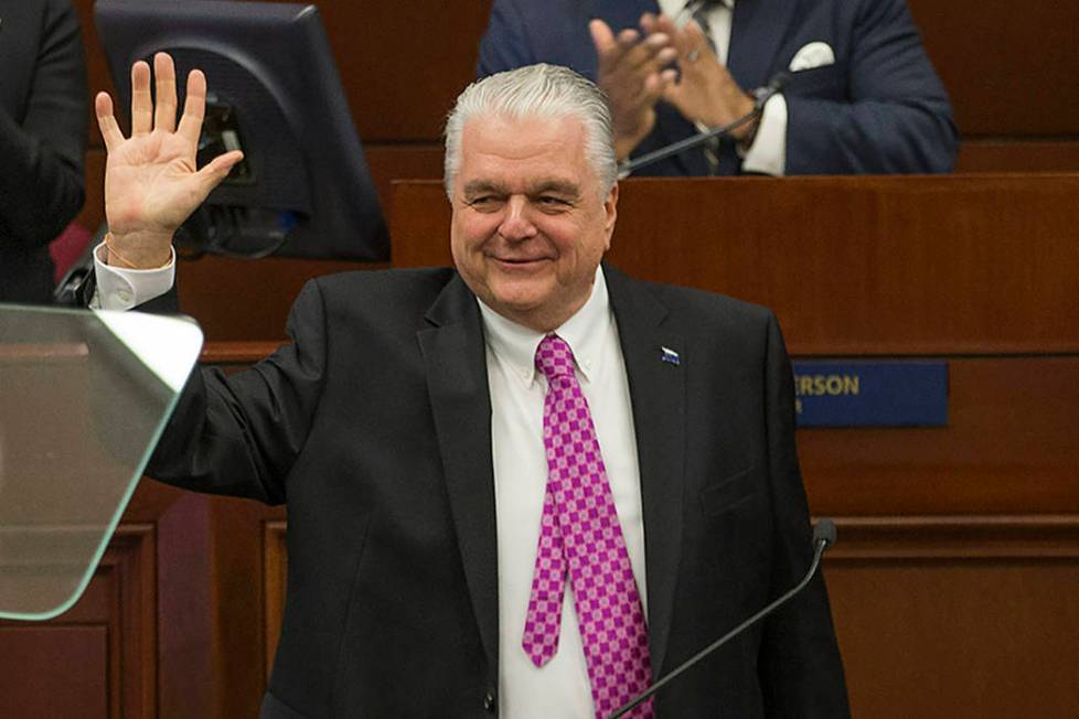 Nevada Governor Steve Sisolak delivers his first State of the State address from the Assembly C ...
