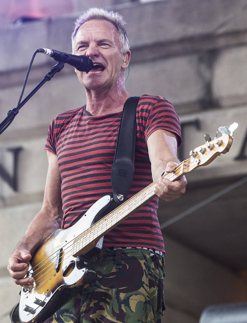 Sting performs outside Capital One Arena before the start of Game 3 of the NHL Stanley Cup Fina ...