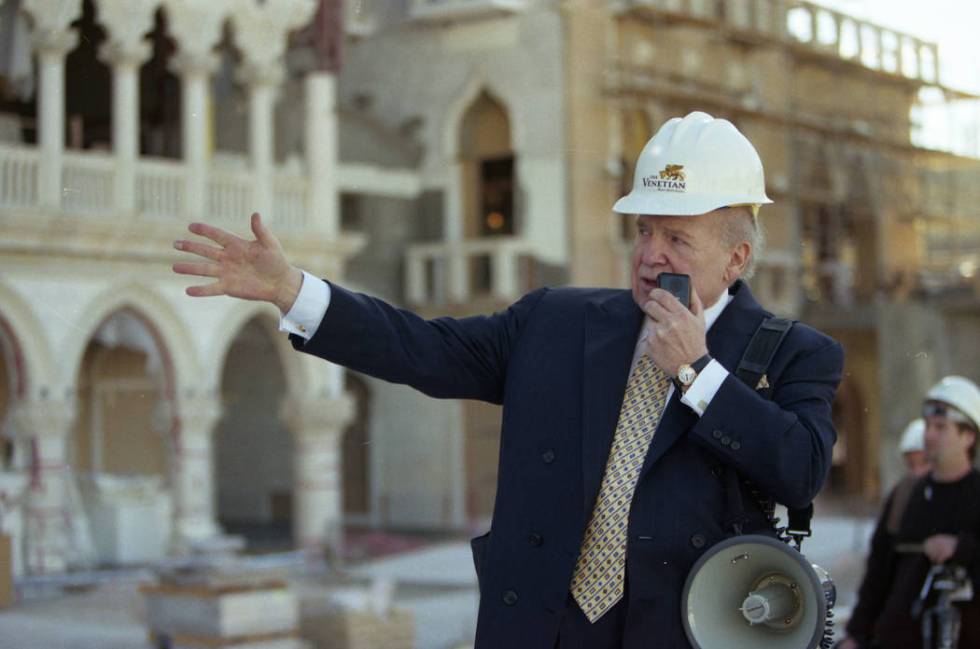 Sheldon Adelson speaks during a tour of The Venetian while the resort is under construction.