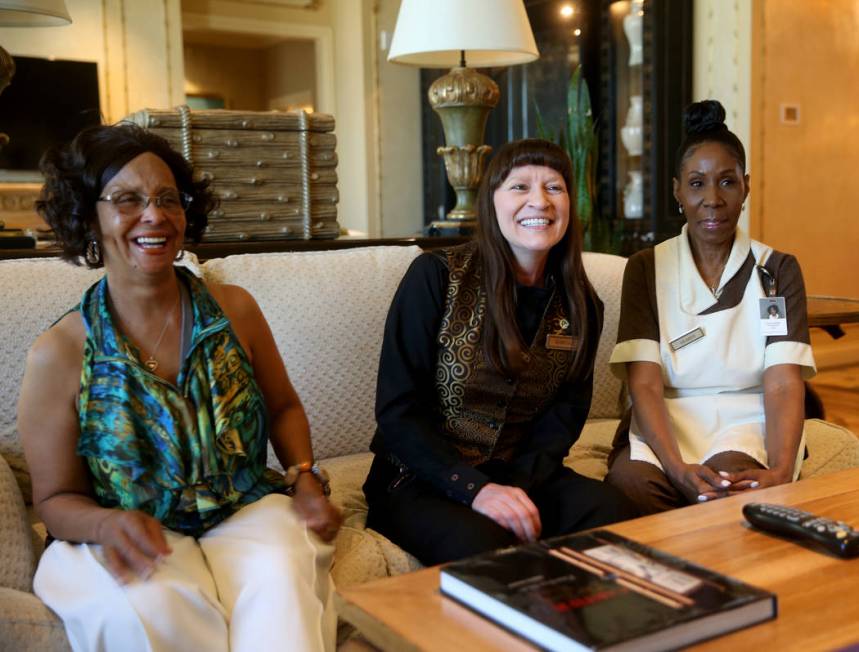 Founding Venetian employees, from left, Shelley Adcock, master cook, Rosella Jensen, slot guest ...