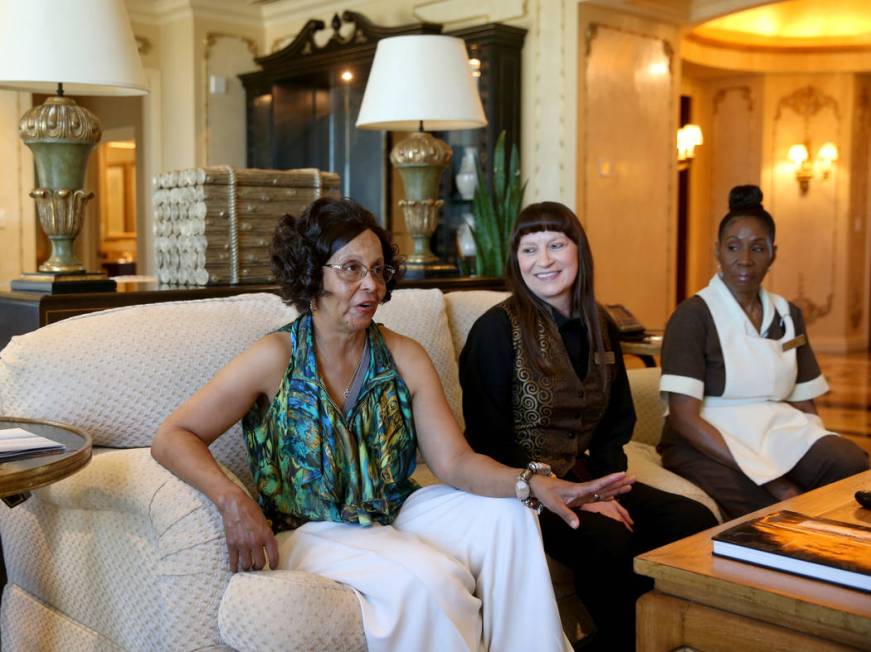 Founding Venetian employees, from left, Shelley Adcock, master cook, Rosella Jensen, slot guest ...