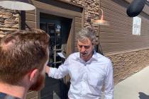 Democratic Presidential candidate Beto O'Rourke of Texas speaks to reporters outside Gather res ...