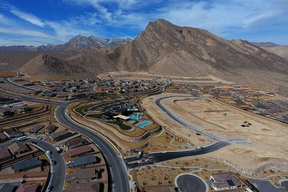 Aerial photo of the Reverence community by Pulte Homes in Summerlin, Nevada on Tuesday, Februar ...