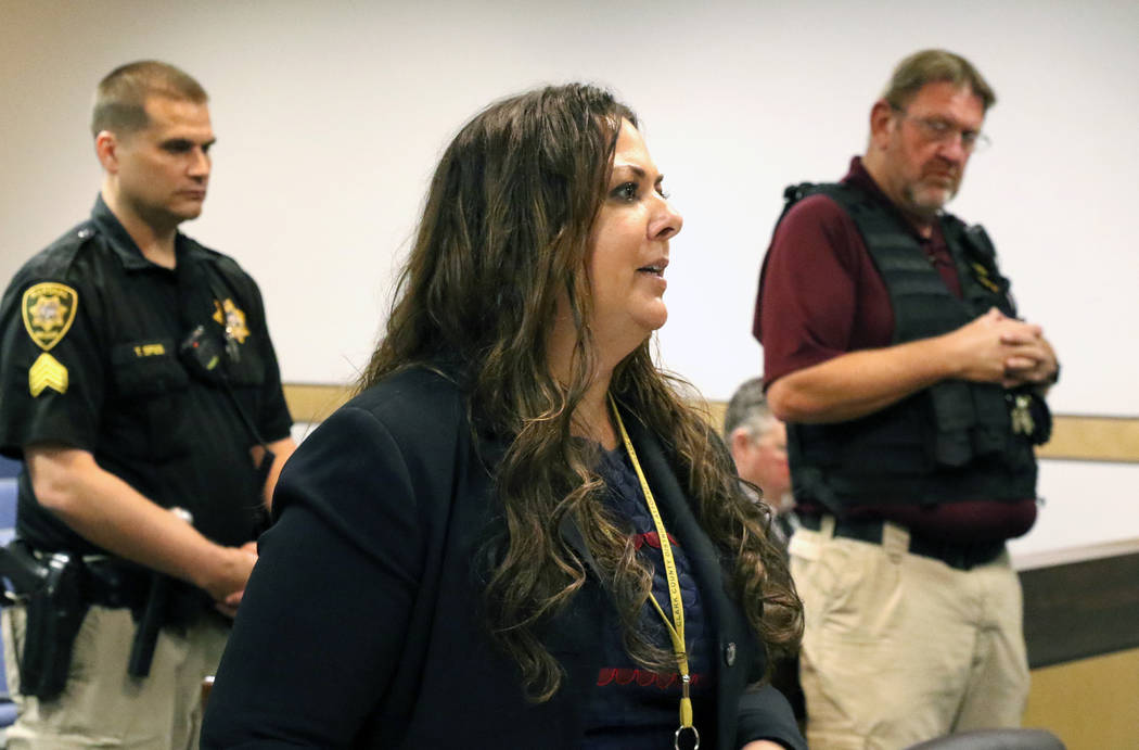 Prosecutor Brigid Duffy addresses the court on Friday, April 26, 2019, during a sentencing hear ...