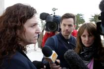 An assistant federal public defender Brenda Weksler addresses the media outside the Lloyd Georg ...