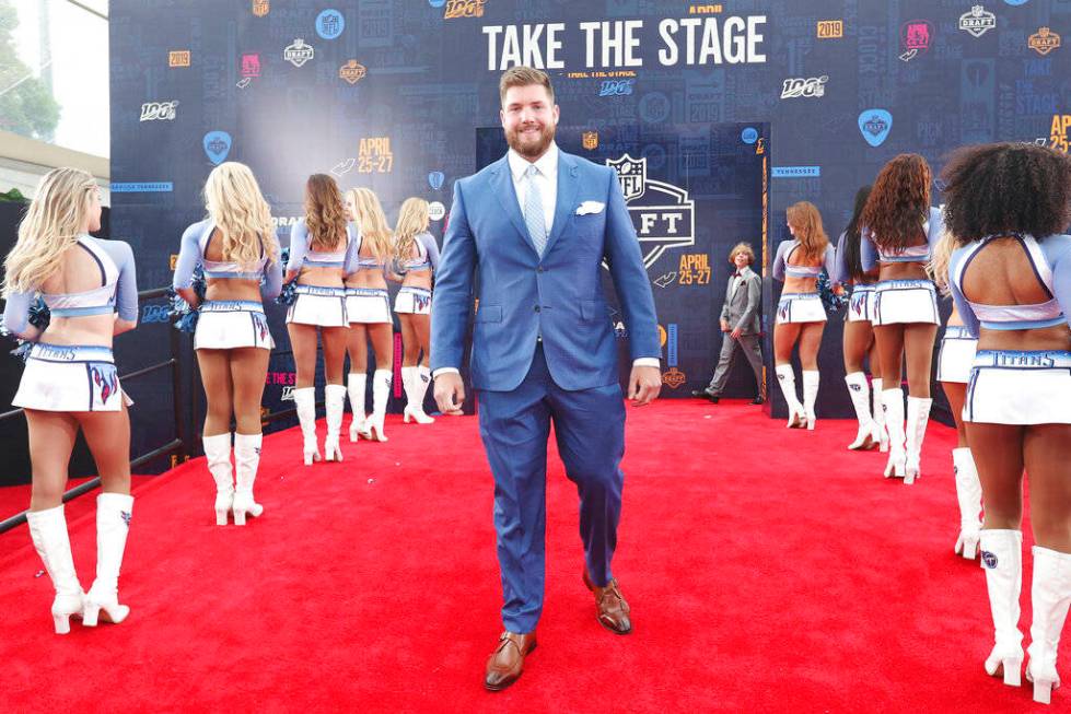 Alabama tackle Jonah Williams walks the red carpet at the NFL draft, Thursday, April 25, 2019, ...