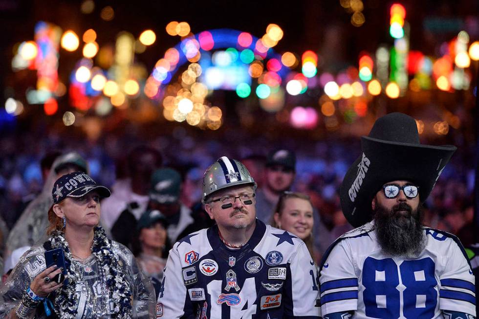 Dallas Cowboys fans watch attend the 2019 NFL Draft Thursday, Apr. 25, 2019, in Nashville, Tenn ...