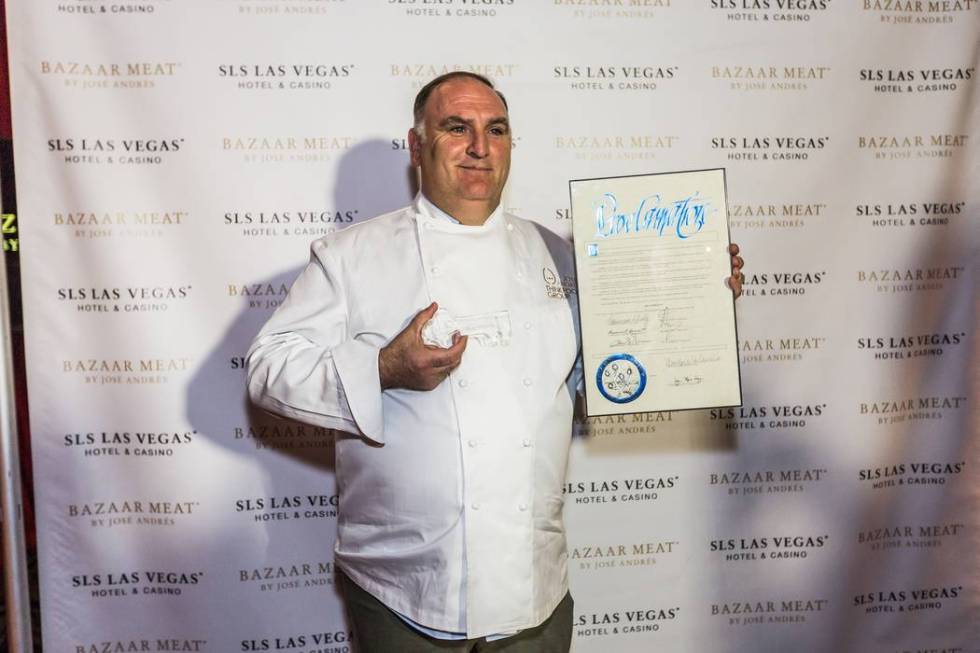 Chef Jose Andres received a key to the Las Vegas Strip and proclamation declaring April 26 Jose ...