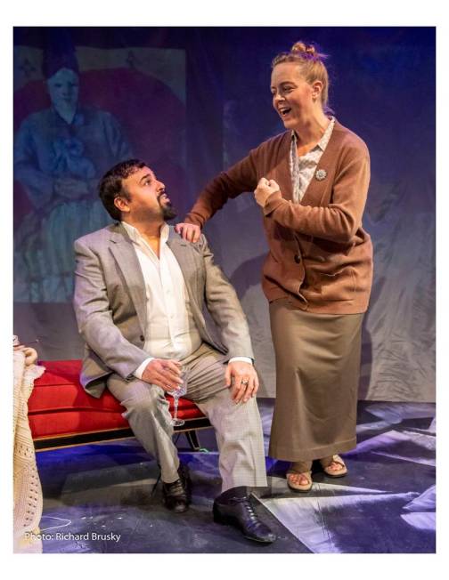 Picasso (Jorge Ortiz) and Gertrude Stein (Kimberly Gratland James) in "27" at Cockroach Theatre ...