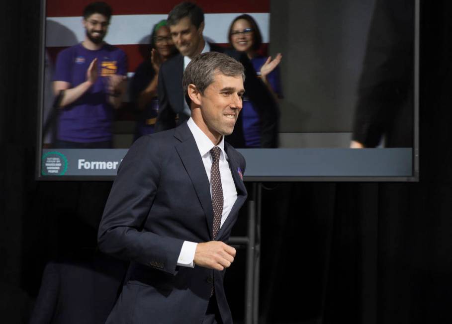 Presidential candidate and former Texas congressman Beto O'Rourke walks on stage during &#x201c ...