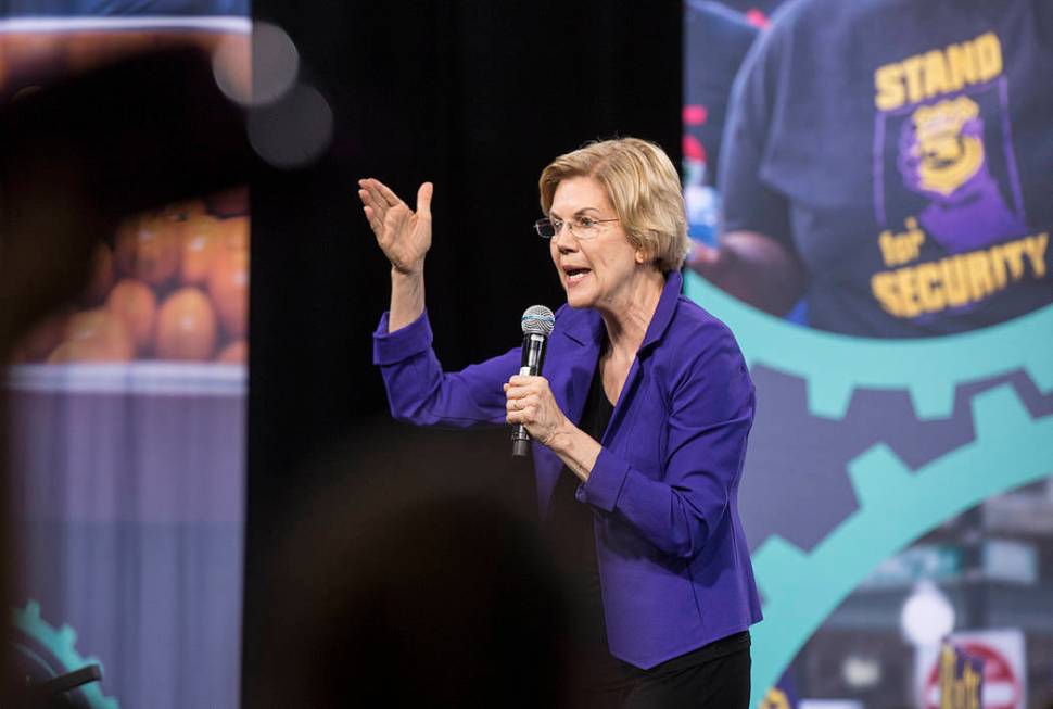 Democratic presidential candidate Sen. Elizabeth Warren, D-Mass., speaks during “Nationa ...