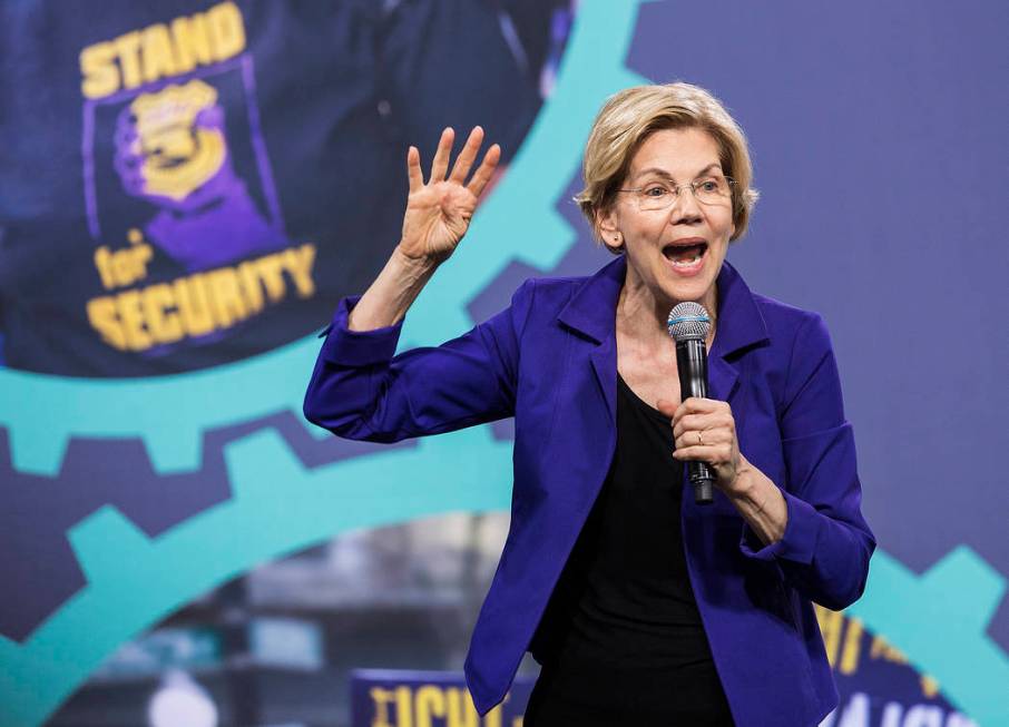 Democratic presidential candidate Sen. Elizabeth Warren, D-Mass., speaks during “Nationa ...