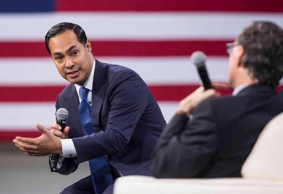 Julian Castro, left, former U.S. Secretary of Housing and Urban Development and current preside ...