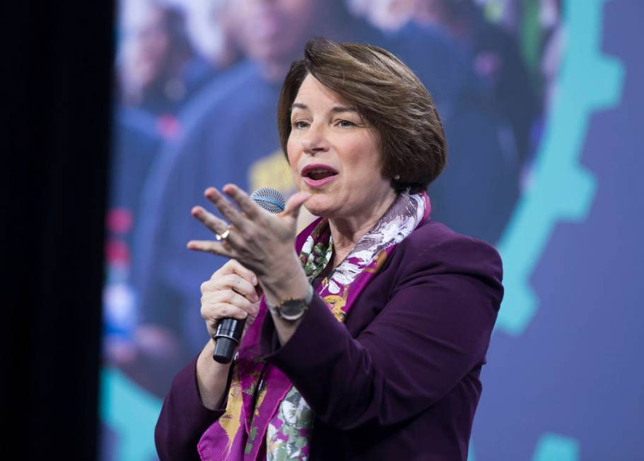 Presidential candidate Sen. Amy Klobuchar, D- Minn., speaks during “National Forum on Wa ...