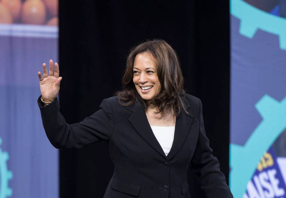 Presidential candidate Sen. Kamala Harris, D-Calif., walks on stage during “National For ...