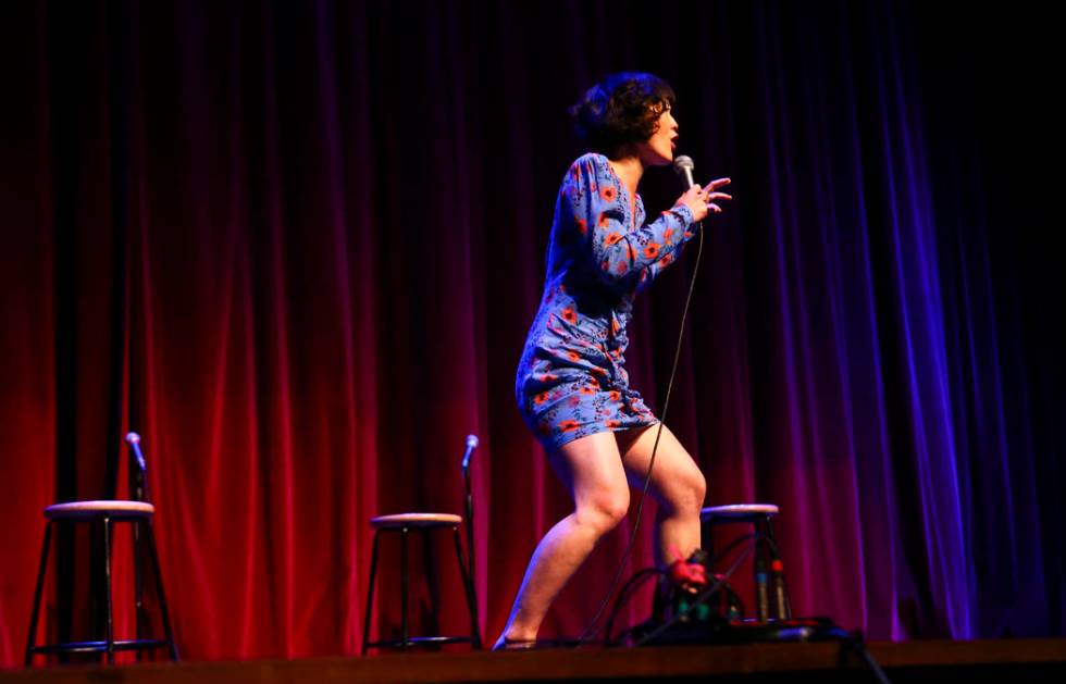 Comedian Atsuko Okatsuka performs during "UPROAR," the finale event of the Believer Festival, a ...
