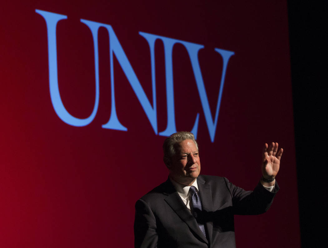 Former U.S. Vice President Al Gore discusses climate change on Tuesday, April 30, 2019, at UNLV ...