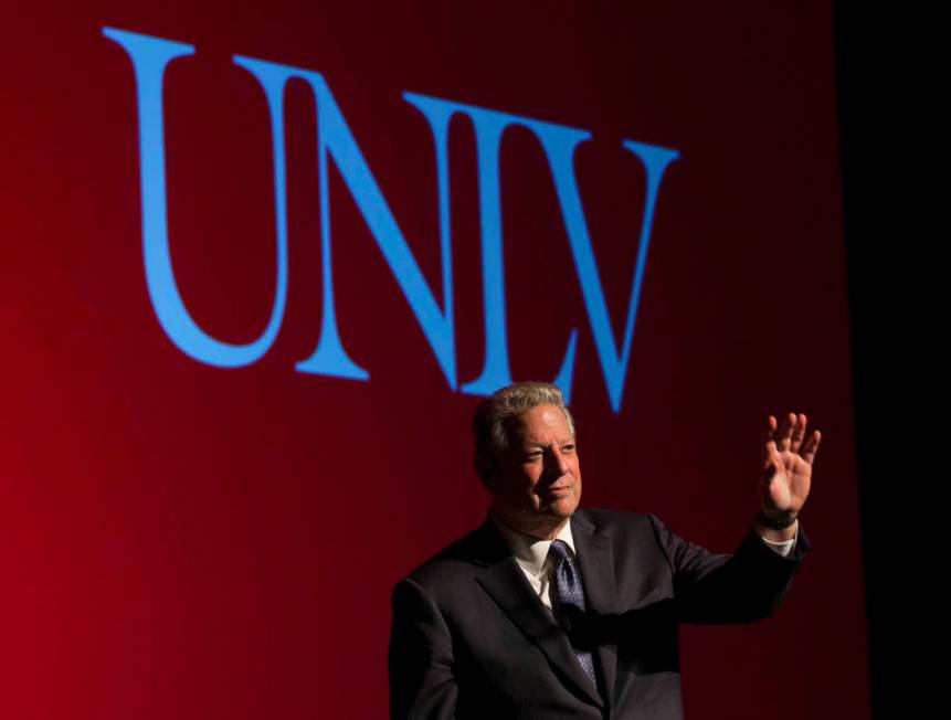 Former U.S. Vice President Al Gore discusses climate change on Tuesday, April 30, 2019, at UNLV ...