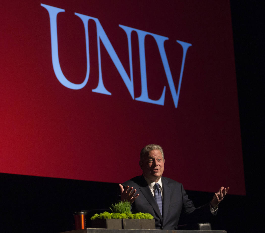 Former U.S. Vice President Al Gore discusses climate change on Tuesday, April 30, 2019, at UNLV ...