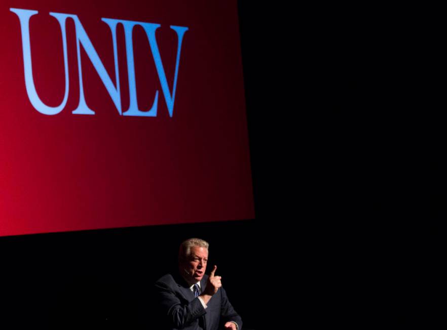 Former U.S. Vice President Al Gore discusses climate change on Tuesday, April 30, 2019, at UNLV ...