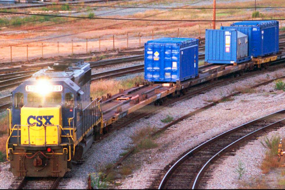 A CSX Train with spent nuclear fuel passes through Florence, S.C., on its way to Savannah River ...