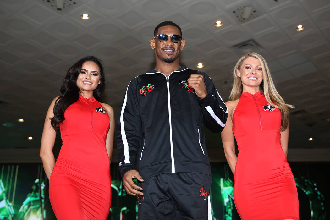Daniel Jacobs makes his grand arrival at MGM Grand hotel-casino in Las Vegas, Tuesday, April 30 ...