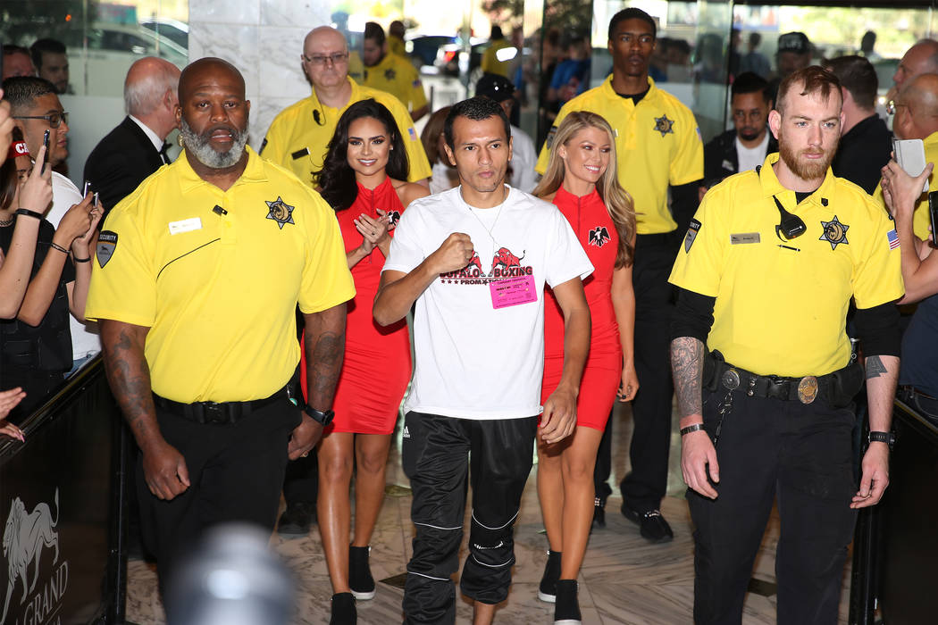Freddy Fonseca makes his grand arrival at MGM Grand hotel-casino in Las Vegas, Tuesday, April 3 ...