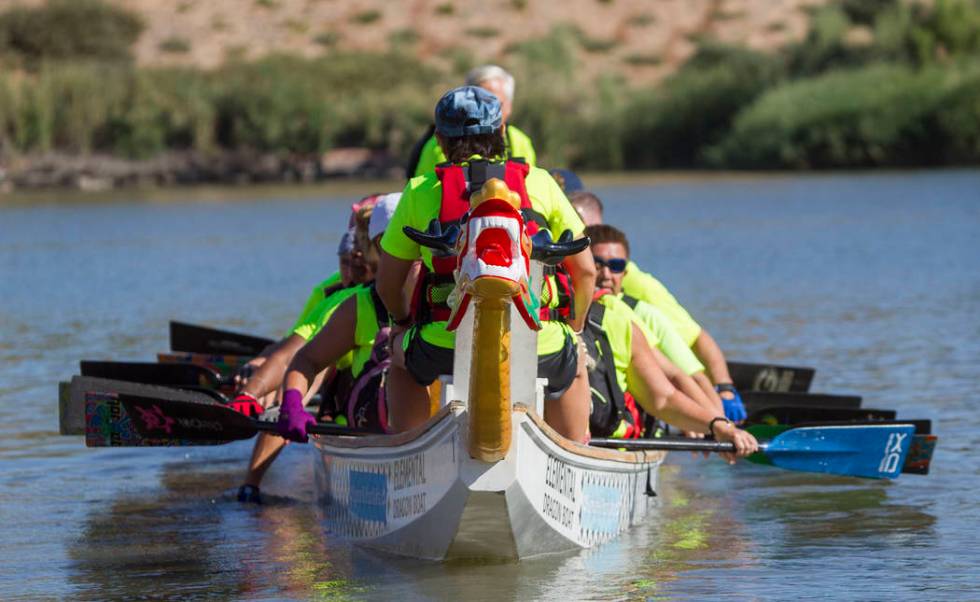 Members of the Arizona Dragon Riders prepare to participate in a race during the Nevada Interna ...