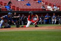 Grant Robbins, shown batting last season, went 2-for-3 with an RBI and scored a run for UNLV in ...