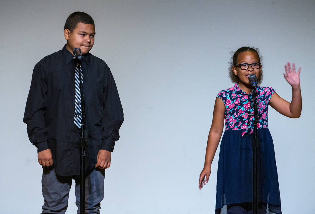 Hummel Elementary School students Xavier Glover and Maya Gordon perform "The legend of Roc ...