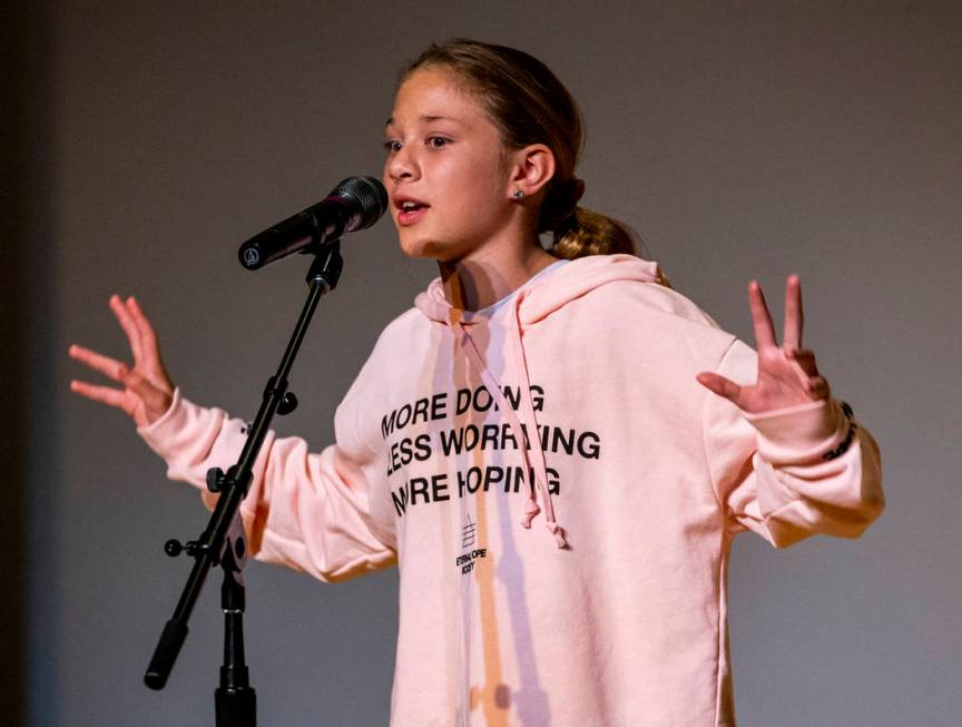 Hummel Elementary School student Kyra Stinnett performs "Oh No! Or, How My Science Project ...