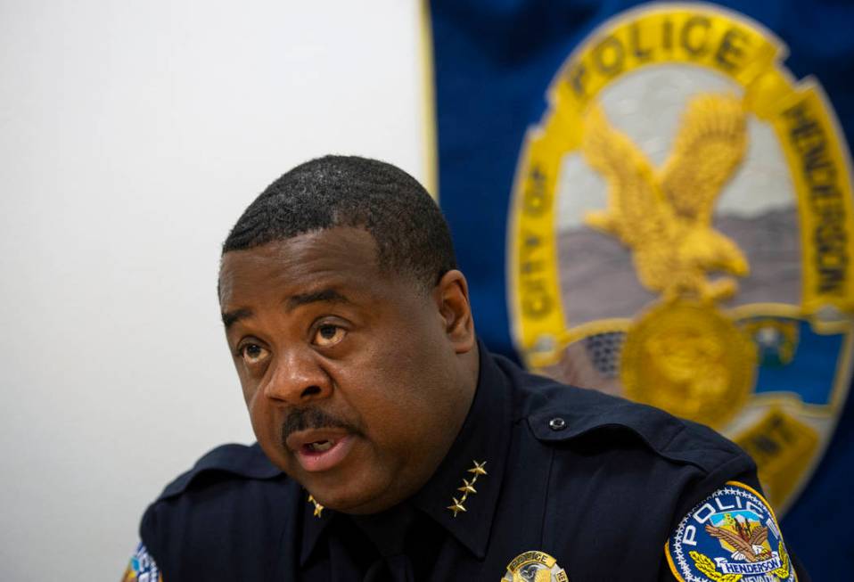 Henderson Police Department Acting Chief Thedrick Andres speaks during an interview at the Hend ...