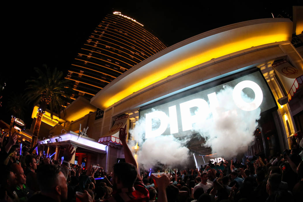 Diplo is shown performing at Encore Beach Club on Wednesday, May 1, 2019. (Danny Mahoney)