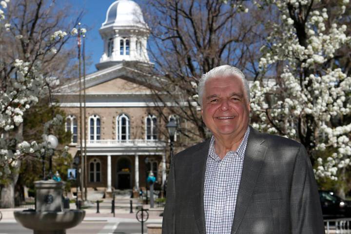 Gov. Steve Sisolak is seen at the Capitol in Carson City on Thursday, April 18, 2019. (Cathleen ...