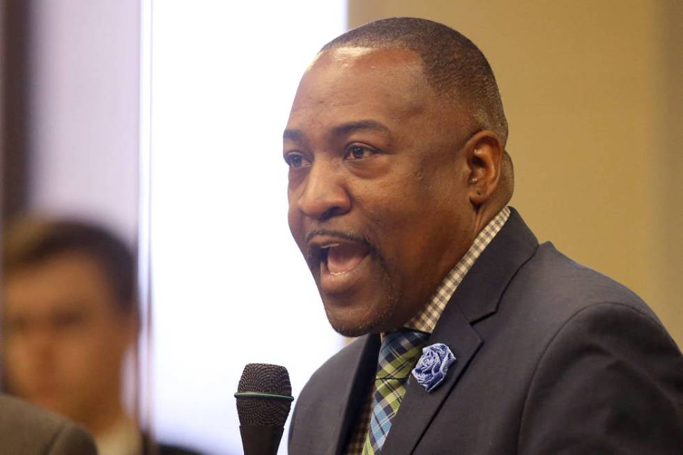 Assemblyman Tyrone Thompson, D- North Las Vegas, speaks during a floor session in the Legislati ...