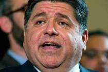 In this Feb. 7, 2019, file photo, Illinois Gov. JB Pritzker answers questions during a news con ...