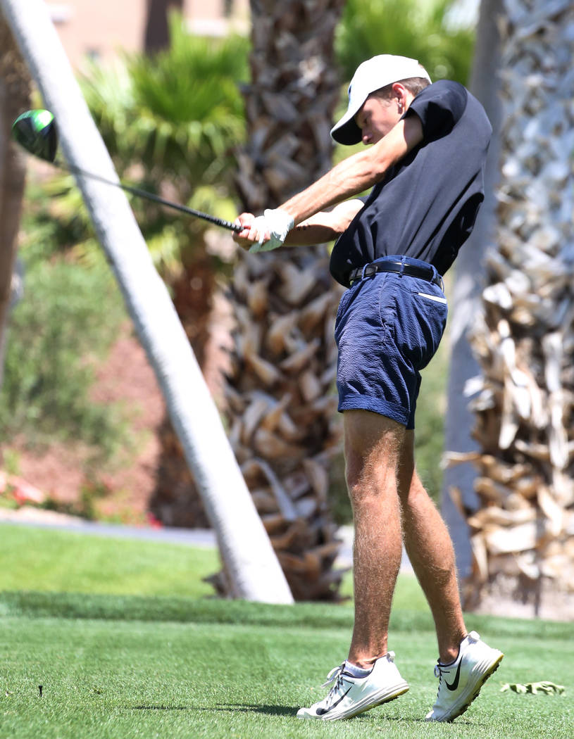 Foothill High's Trenton Tyler hits a drive during the Nevada State High School Regional Golf To ...