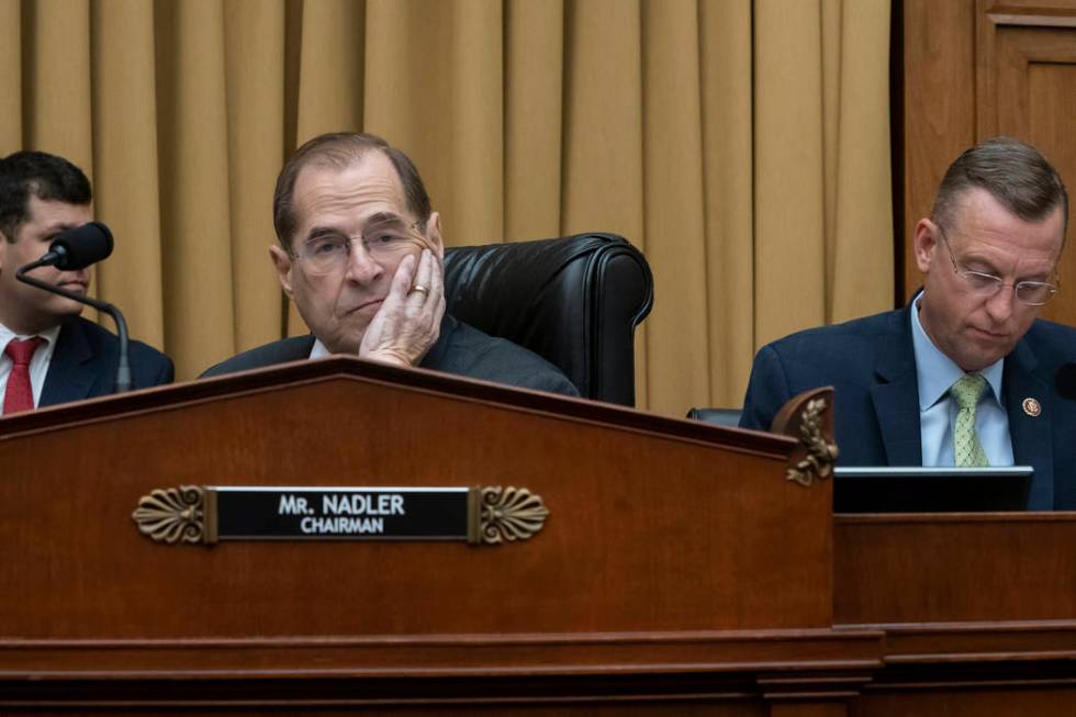 House Judiciary Committee Chair Jerrold Nadler, D-N.Y., joined at right by Rep. Doug Collins, R ...